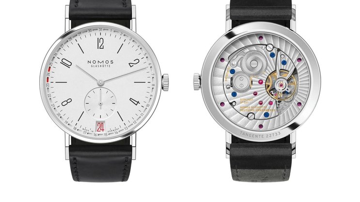 Die Tangente 2date von Nomos Glashütte beeindruckt mit einem doppelt angezeigten Datum und einem schönen Rückseiten-Design.