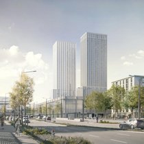 Eine Visualisierung des Projekts Ensemble mit gemeinnützigem Wohnungsbau rund ums neue Fussballstadion im Kreis 5.