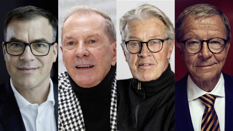 Philip Erzinger, Kurt Aeschbacher, Bernhard Russi, Jörg Wolle (v.o.).