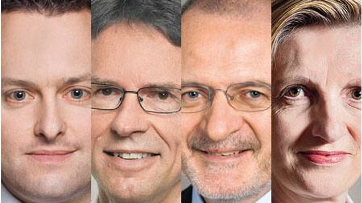 Kapital in Bundesbern: Sebastian Frehner, Markus Lehmann, Fulvio Pelli und Gabi Huber (v.l.n.r.)