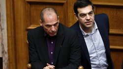 Yanis Varoufakis und Alexis Tsipras: Geld läge in der Schweiz bereit.  Keystone