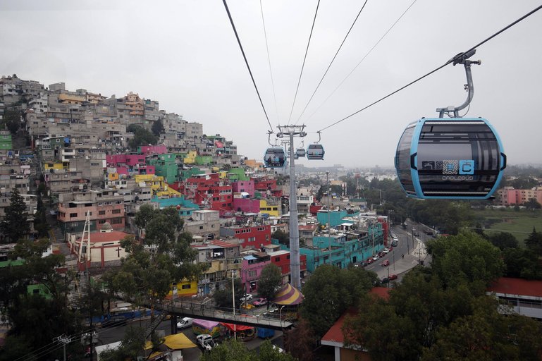 Mexico City Mayor Sheinbaum Pardo Inaugurated Line 1 Of Cable Bus Aerial view of the line 1 of the Cablebus during the i