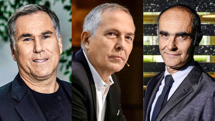 GEFRAGT: Holcim-Chef Jan Jenisch (l.) und Sika-CEO Thomas Hasler (m.) haben nun mehrheitlich US-Aktionäre. Bei Givaudan-Chef Gilles Andrier hingegen zogen sich viele US-Anleger zurück.