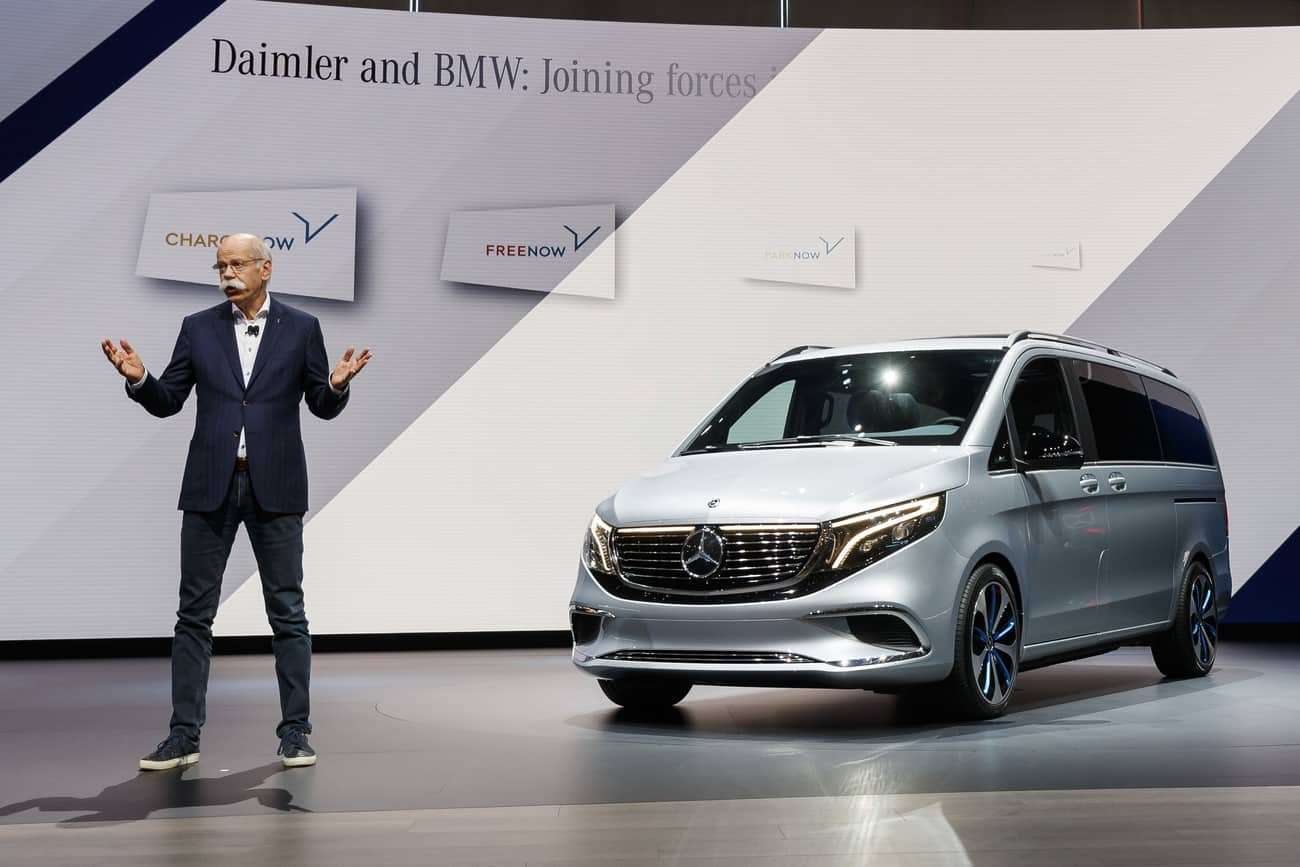 Dieter Zetsche, CEO of Daimler AG and Head of Mercedes-Benz Cars, presents the Mercedes-Benz EQV Concept during the press day at the 89th Geneva International Motor Show in Geneva, Switzerland, Tuesday, March 5, 2019. The Motor Show will open its gates to the public from 7 to 17 March presenting more than 180 exhibitors and more than 100 world and European premieres. (KEYSTONE/Cyril Zingaro).