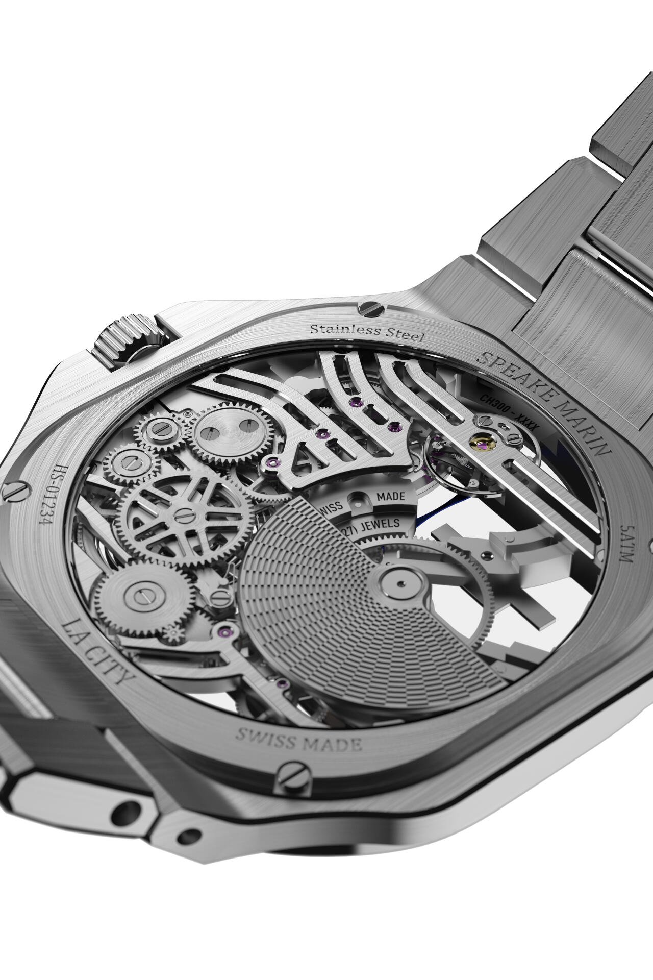 Das Modell Ripples Skeleton mit dem neuen Kaliber SMA07, einem der 12 Uhrwerke, die vom Cercle des Horlogers für Speake Marin entwickelt wurden.