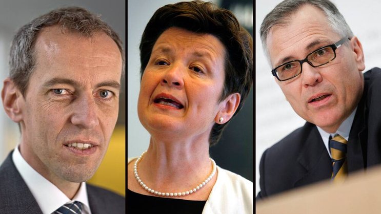 Aufstieg dank Finma: Patrick Raaflaub, Monica Mächler, Urs Zulauf (v.l.). Keystone
