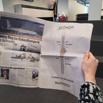 Diese ganzseitige Werbeanzeige hat Swatch in verschiedenen Schweizer Zeitung geschaltet – unter anderem im Blick.