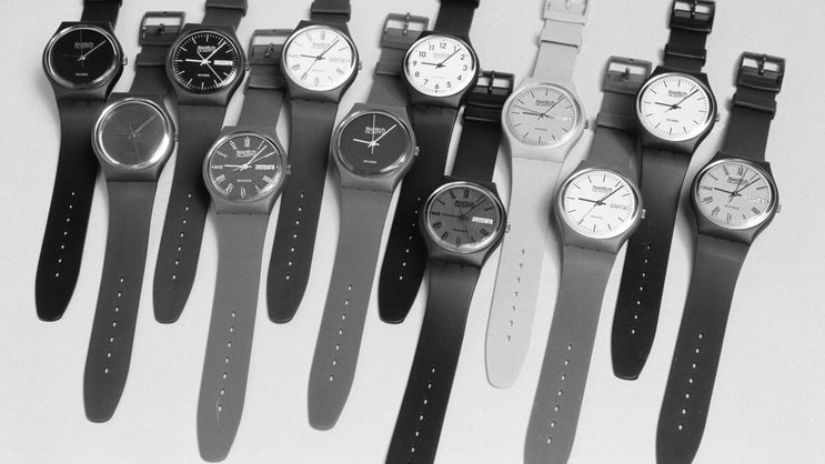 Die Swatch-Modelle aus der ersten Serie von 1983.