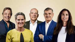 Family-Affairs (von links): Silvio Denz, Tanja Wegmann,Barend Fruithof, Peter Spuhler, Daniela Spuhler-Hoffmann, aktuelle und ehemalige Verwaltungsratsmitglieder der Florhof Immobilien AG.
