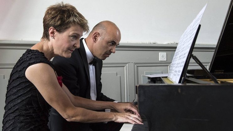 Musikalische Politiker: Bundespräsidentin Simonetta Sommaruga (im Bild mit Alain Berset) ist ausgebildete Konzertpianistin.