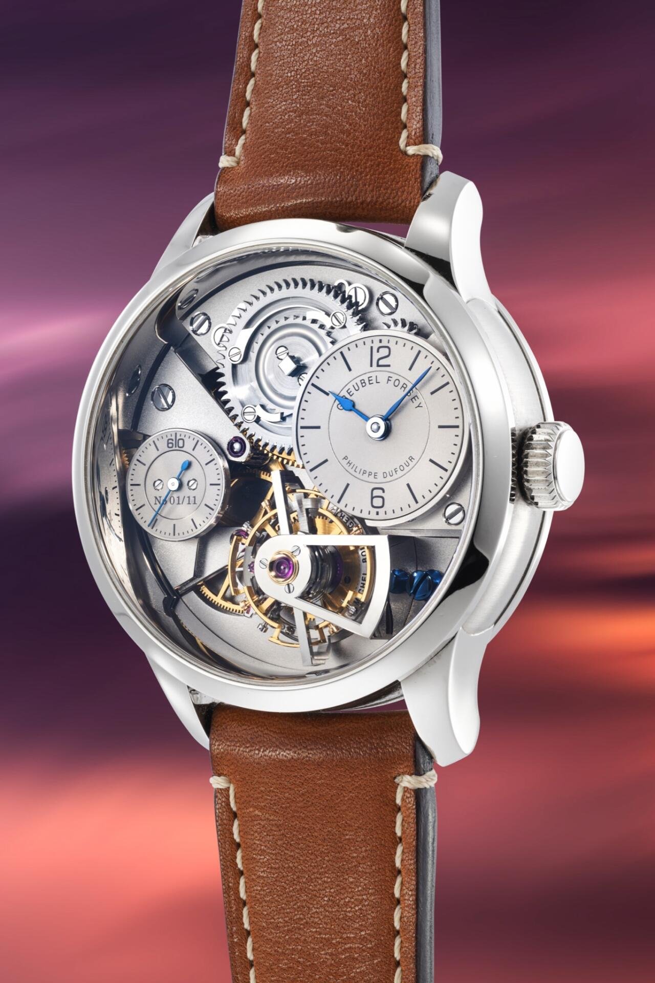 Naissance d’Une Montre 1 von Greubel Forsey X Philippe Dufour X Michel Boulanger: Die Uhr ist das erste nummerierte Exemplar aus dem wegweisenden Projekt der Time Æon Foundation. Der Erste von 11 Zeitmessern ist ohne moderne automatisierte Verfahren geformt, veredelt und montiert worden. Schätzpreis: 400’000 bis 800’000 Fr.