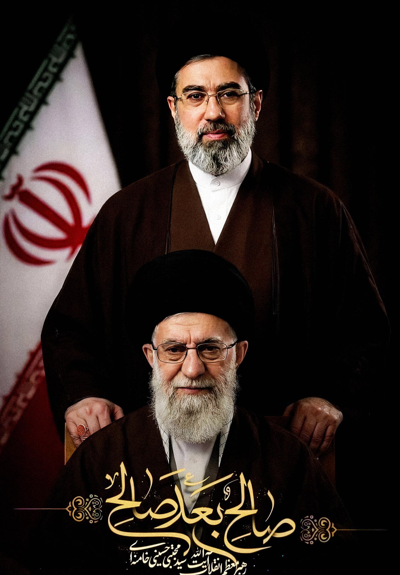 Mojtaba Chamenei (oben), der Sohn des bei einem Luftangriff getöteten Revolutionsführers Ali Chamenei (unten), wurde zum Nachfolger seines Vaters ernannt.