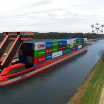 Port-Liner (Visualisierung): Europäische Häfen setzen auf batteriebetriebene Zubringerschiffe.