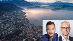 Über 1000 Blockchainfirmen sind im «Crypto Valley» rund um Zug angesiedelt. CVVC-Chef Mathias Ruch (l.) führt eine Warteliste, Bitcoin- Bloomberg Suisse-CEO Dirk Klee eine Einkaufsliste.