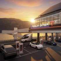 Visualisierung der Raststätte am Walensee: Tesla-Fans wünschen sich einen Super-Charger-Standort.