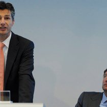 Uneins über die Zukunft der Bank: CEO Urs Baumann (l.) und Grüner Martin Bisang.Keystone