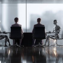Ein Szenario mit Zukunft: KI sitzt mit am Tisch und unterstützt bei Analysen und Entscheidungen.