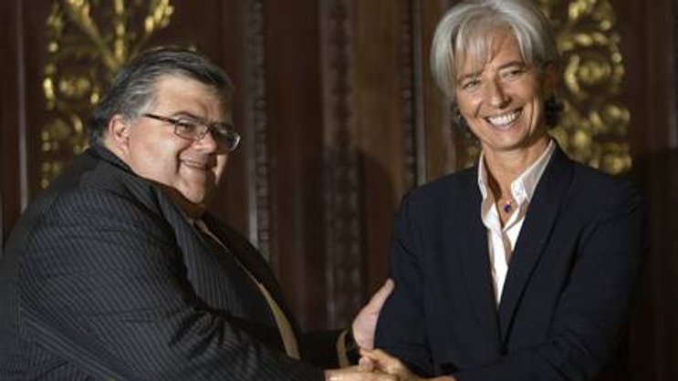 Da waren sie noch keine Konkurrenten: Agustín Carstens und Christine Lagarde bei einem Treffen im Jahr 2008 (Bild: Keystone)