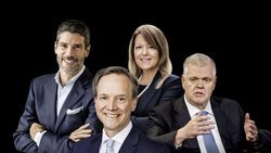 Der Schweizer CEO Stefan ­Bollinger und die Bär-Topshots Peter Burrill, Cindy Leggett-Flynn und Noel Quinn (v. l.).