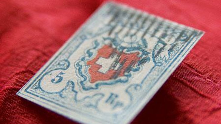 Teuerste Schweizer Briefmarke: Rayon I mit der vollständigen Kreuzfassung für 348 000 Franken.