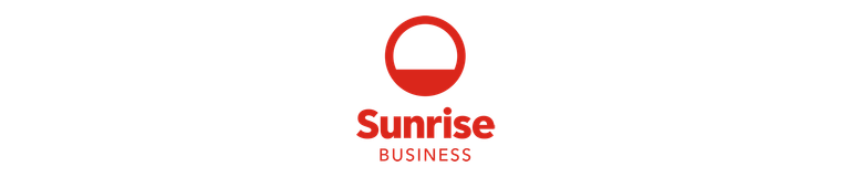 Sunrise Business Logo transparent, positiv, Textboxen rot