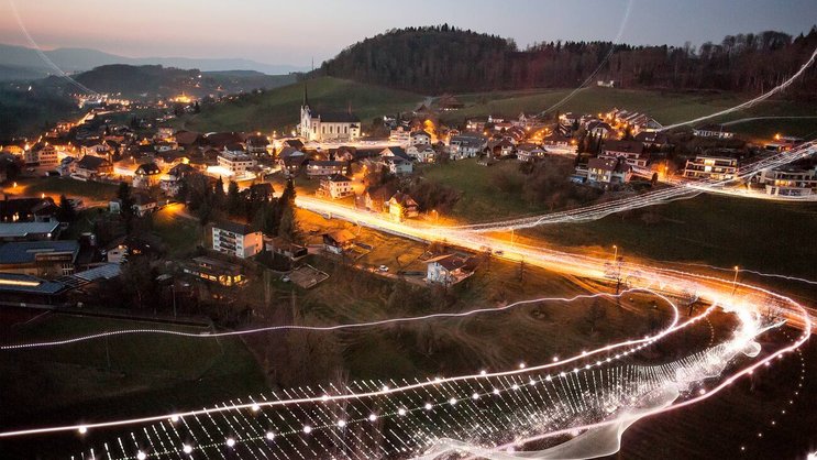 Visualisierung des Breitband-Netz der Swisscom.