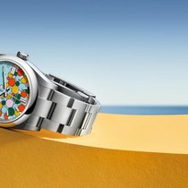 Die grösste Überraschung von Rolex an der Watches & Wonders 2023: Eine farbig gepunktete Oyster Perpetual.
