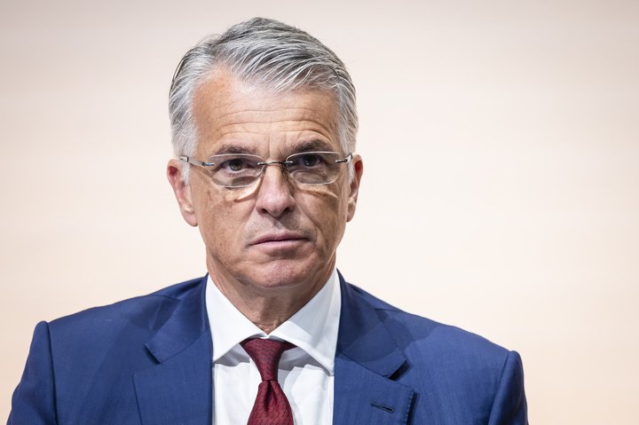 Newly appointed Group Chief Executive Officer of Swiss Bank UBS Sergio P. Ermotti attends news conference in Zurich, Switzerland on Wednesday, March 29, 2023. (KEYSTONE/Michael Buholzer)