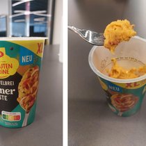«Kartoffelbrei mit Döner-Twist» – so kündet die Nestlé-Tochter Maggi ihre Quick-Lunch-Innovation an. Ein unerschrockenes HZ-Team hat das getestet.