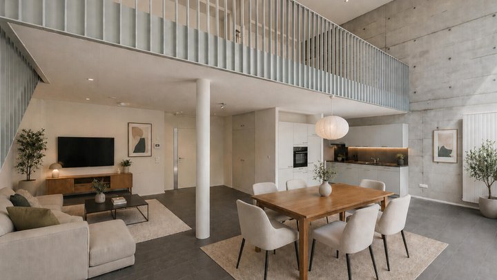 Der Haken: Es ist eine 1-Zimmer-Wohnung. Küche, Wohn- und Esszimmer sind alle in einem Raum.