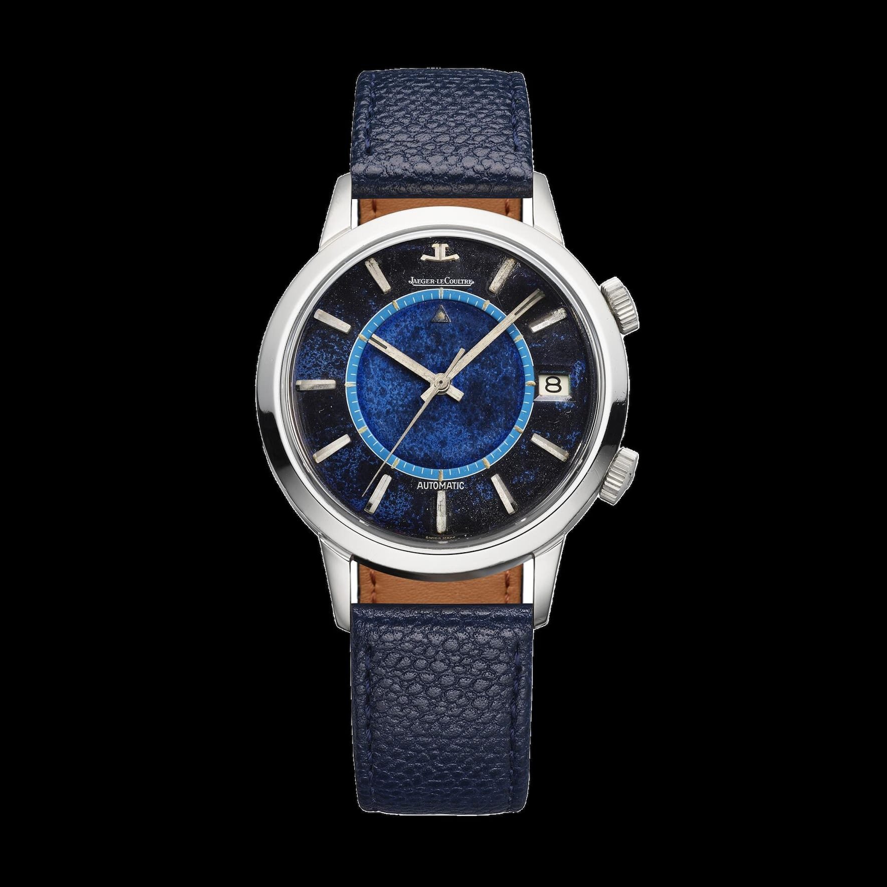 Memovox Automatic Calendar von Jaeger-LeCoultre mit seltenem Zifferblatt in Lapislazuli-Optik.