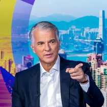 Sergio Ermotti, chief executive officer of UBS Group AG, during a Bloomberg Television interview in Hong Kong, China, on Thursday, Sept. 11, 2025. Ermotti said the impact of global tariffs on the US economy and Federal Reserve monetary policy remains unclear. Photographer: Paul Yeung/Bloomberg via Getty Images