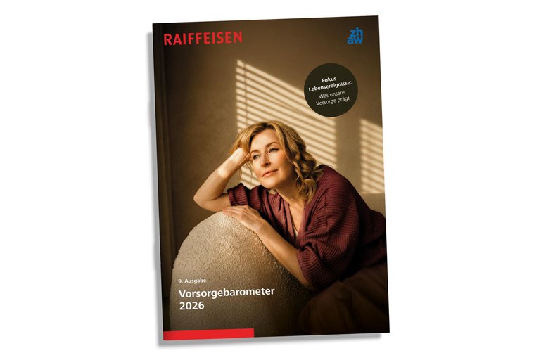 Titelseite Vorsorgebarometer 2026 Raiffeisen Schweiz Vorsorgekampagne Herbst 26
