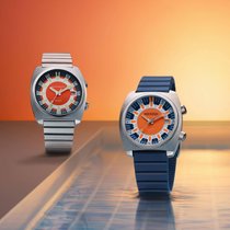Die limitierte Taucheruhr kombiniert klassisches Design mit modernen Elementen wie Titangehäuse und knallorangem Zifferblatt.