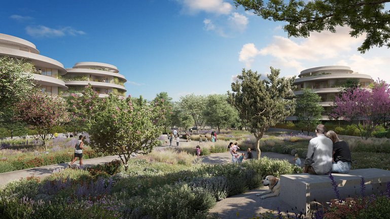 Park und Wohnanlage in der Überbauung «The Ellinikon» in Athen (Visualisierung: Lamda Development).