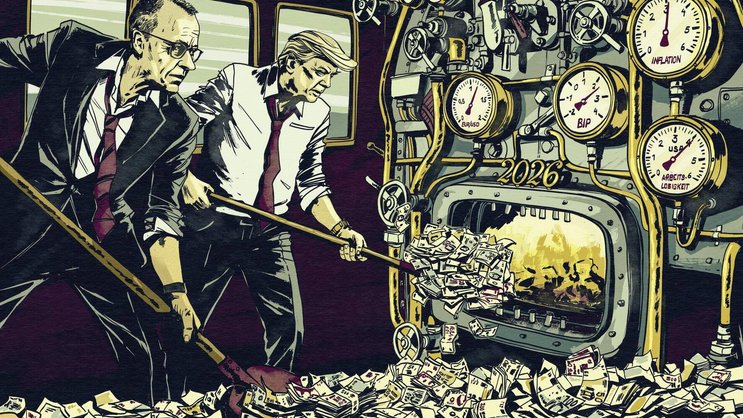 Ordentlich Dampf im Kessel: Donald Trump und Friedrich Merz halten das Tempo mit viel Geld aufrecht. Dabei haben sie vor allem Teuerung und Arbeitslosenraten im Blick.
