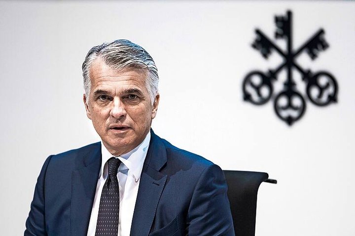 Sergio Ermotti, CEO of Swiss bank UBS, speaks during a press conference announcing the bank's 2019 full year and fourth quarter result in Zurich, Switzerland, on Tuesday, January 21, 2020. (KEYSTONE/Christian Beutler)