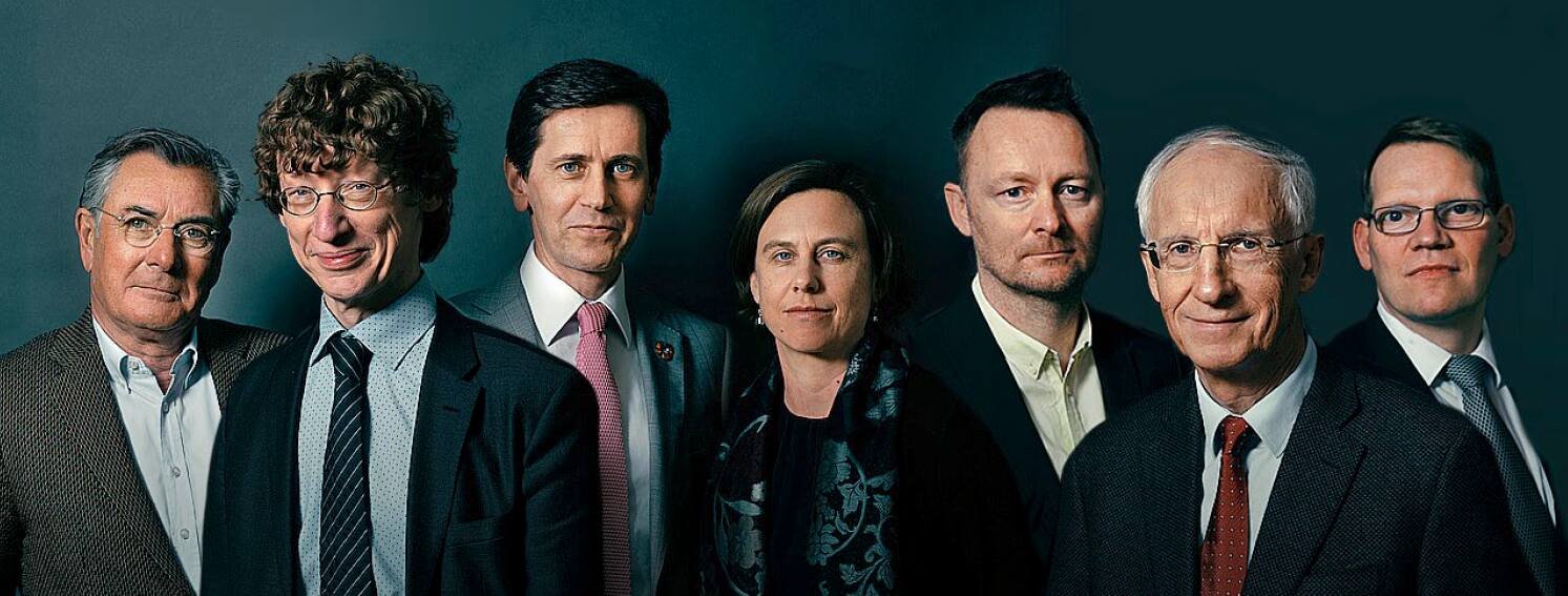 Private Banking Rating Jury: Kurt Haug, Jurypräsident Thorsten Hens, Peter Wüthrich, Stephanie Feigt, Erich Gerbl, Alex Hinder, Dirk Rathjen (v.l.).