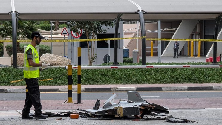 Der Krieg ist nah: Wrack einer iranischen Drohne in Dubai.