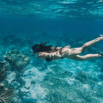 Mit Taucherbrille und Schnorchel entdecken: Das Belize Barrier Reef erstreckt sich entlang der Küste von Belize.