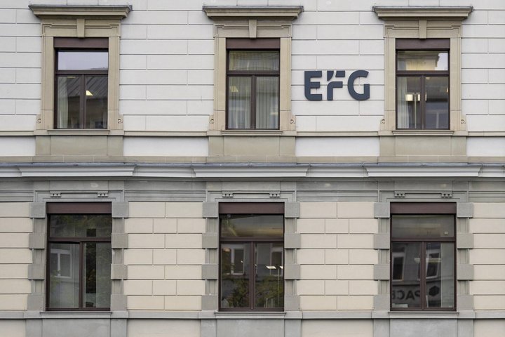 EFG 184 Mrd. verwaltete Vermögen 322 Mio. Gewinn 3114 Mitarbeiter Verwaltete Vermögen erste 10 Monate 2025, Gewinn und Mitarbeiter per Ende 2024.
