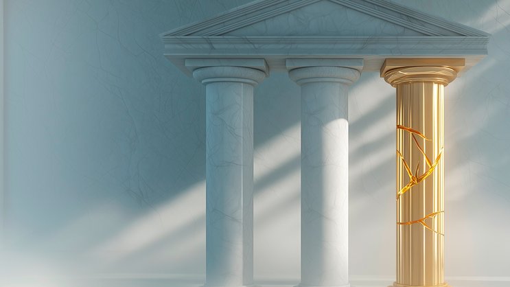 Die dritte Säule ist Gold wert, um den Lebensstandard nach der Pensionierung zu halten, kann aber auch Risse aufweisen, wenn es an den Börsen kracht. (Diese Illustration wurde von einem KI-Modell generiert und von einem Menschen überprüft und finalisiert.)