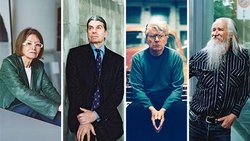 Silvie Defraoui (Rang 32), John Armleder (Rang 3), Roman Signer (Rang 2) und Olivier Mosset (Rang 9, v.l.).