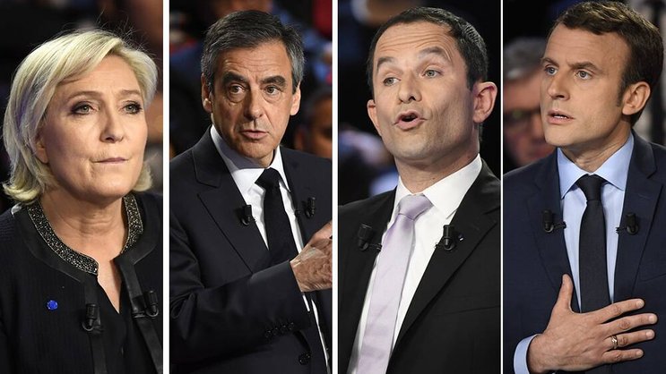 Aussichtsreiche Kandidaten: Marine Le Pen, François Fillon, Benoît Hamon und Emmanuel Macron.Keystone