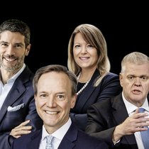 Der Schweizer CEO Stefan ­Bollinger und die Bär-Topshots Peter Burrill, Cindy Leggett-Flynn und Noel Quinn (v. l.).