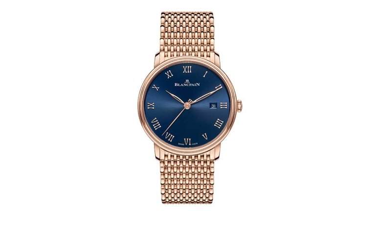 Blancpain: Die Villeret Ultraplate mit dem Automatikwerk 1151 erstmals in Rotgold und mit tiefblauem Zifferblatt.