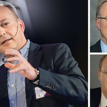 Swisscom-Präsident Hansueli Loosli (g. oben); Konzernchef Kandidaten Urs Schaeppi (l.) und Hans-Peter Legler.