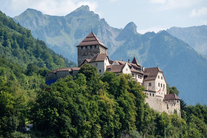 August 16, 2025, Vaduz, Liechtenstein: Vaduz Castle, in German Schloss Vaduz, official residence of the Prince of Liechtenstein seen with mountain range of Alps in the background. Vaduz is capital of Principality of Liechtenstein. Liechtenstein is one of the smallest country in the world, with area around 160 square kilometers and population around 41000. Liechtenstein is a monarchy headed by the prince of Liechtenstein Hans-Adam II, while his oldest son Alois, Hereditary Prince of Liechtenstein acts as the regent. Vaduz Liechtenstein - ZUMAs197 20250816_aab_s197_071 Copyright: xTomasxTkacikx