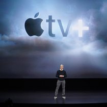 Apple-Chef Tim Cook bei der Präsentation des Streamingdienstes Apple TV Plus.