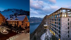 CHEDI VS BÜRGENSTOCK Das «Chedi» (links) mit Baukosten von 300 Millionen Franken hat aus dem Provinznest Andermatt eine Tourismusdestination gemacht. Neun Jahre haben Planung und Bau des «Bürgenstock Resort» (rechts) gedauert, 550 Millionen wurden investiert.